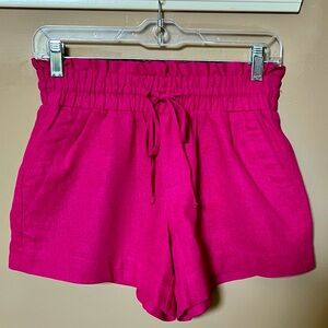 NWOT A New Day High Rise Pull On Shorts Fuchsia XS  Drawstring Waist Linen Blend